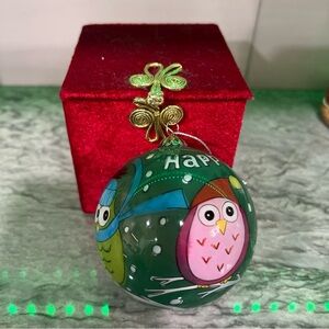Pier 1 Li Bien Christmas Xmas Owl Ornament Plastic With Attractive Storage Box